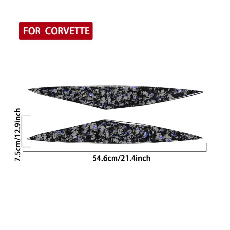 2pcs/Set Forged Gold Foil Carbon Fiber Car Front Bumper Sides Decorative Sticker for Chevrolet Corvette C8 2020-, Left and Right Driver(Blue) - Image 2