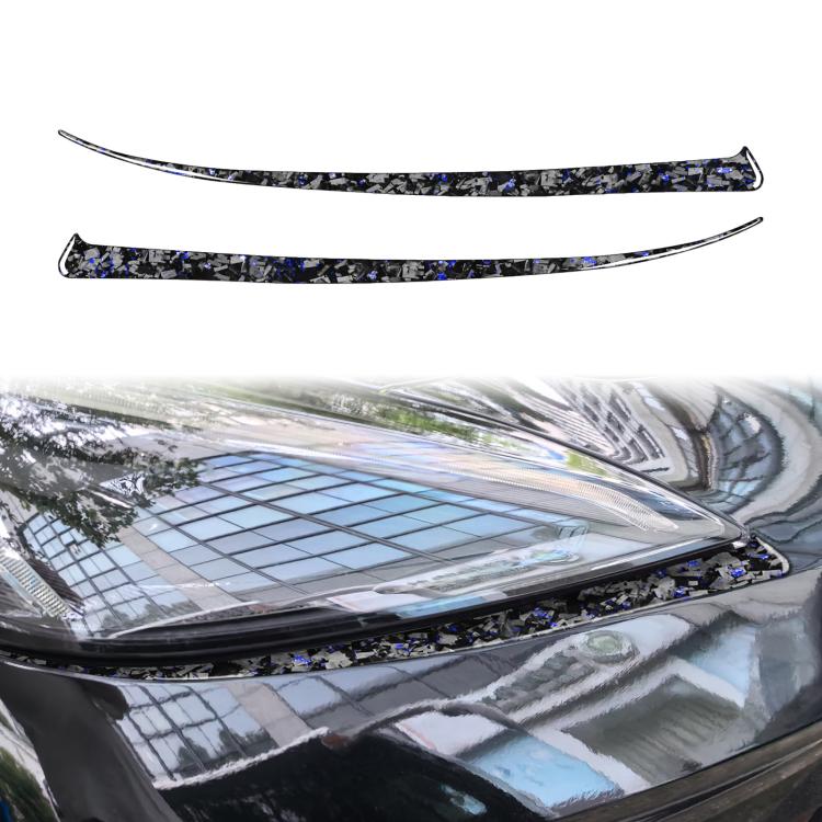 2pcs/Set Forged Gold Foil Carbon Fiber Car Front Light Below Decorative Sticker for Chevrolet Corvette C8 2020-, Left and Right Driver(Blue)