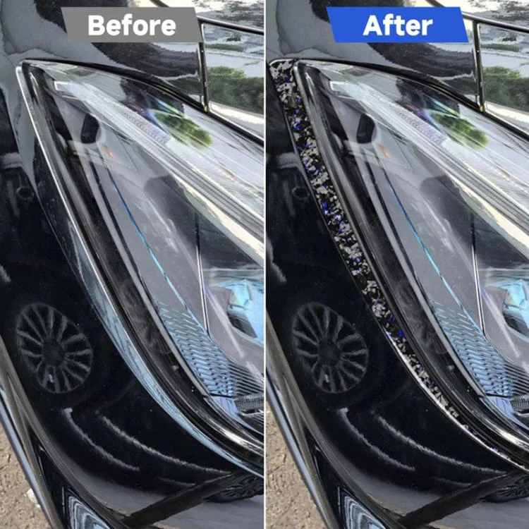 2pcs/Set Forged Gold Foil Carbon Fiber Car Front Light Below Decorative Sticker for Chevrolet Corvette C8 2020-, Left and Right Driver(Blue) - Image 5