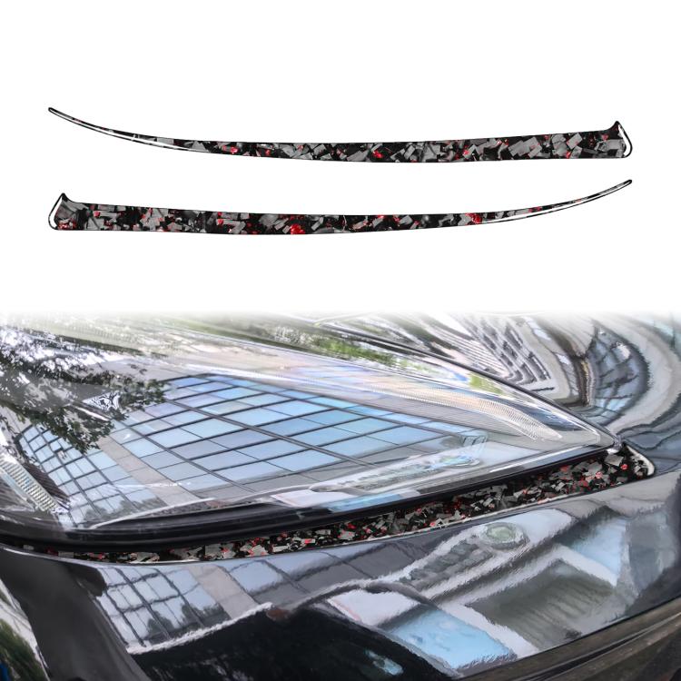 2pcs/Set Forged Gold Foil Carbon Fiber Car Front Light Below Decorative Sticker for Chevrolet Corvette C8 2020-, Left and Right Driver(Red)