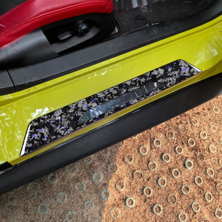 2pcs/Set Forged Gold Foil Carbon Fiber Car Threshold Decorative Sticker for Chevrolet Corvette C8 2020-, Left and Right Driver(Blue) - Image 4