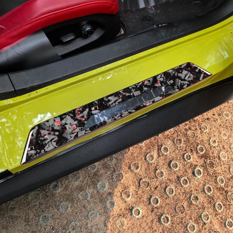 2pcs/Set Forged Gold Foil Carbon Fiber Car Threshold Decorative Sticker for Chevrolet Corvette C8 2020-, Left and Right Driver(Red) - Image 4