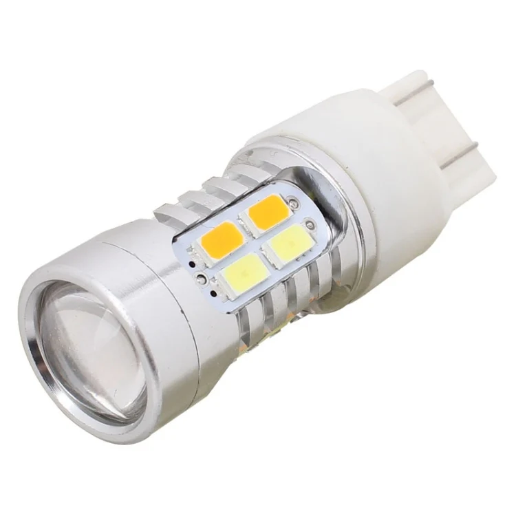 2PCS T20 10W 700LM Yellow + White Light Dual Wires 20-LED SMD 5630 Car Brake Light Lamp Bulb, Constant Current, DC 12-24V - Image 2
