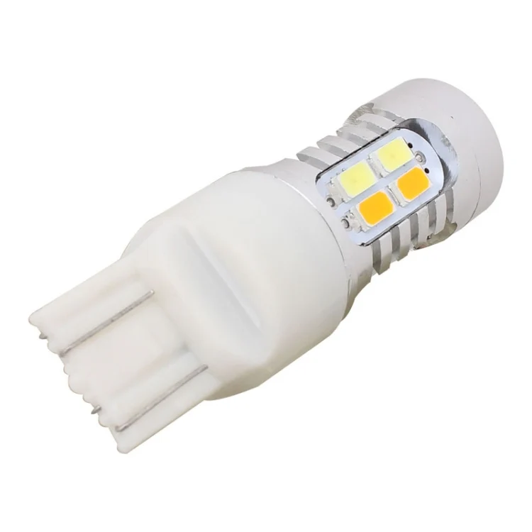 2PCS T20 10W 700LM Yellow + White Light Dual Wires 20-LED SMD 5630 Car Brake Light Lamp Bulb, Constant Current, DC 12-24V - Image 3