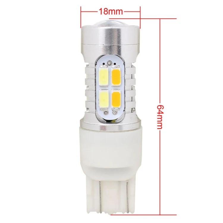 2PCS T20 10W 700LM Yellow + White Light Dual Wires 20-LED SMD 5630 Car Brake Light Lamp Bulb, Constant Current, DC 12-24V - Image 6