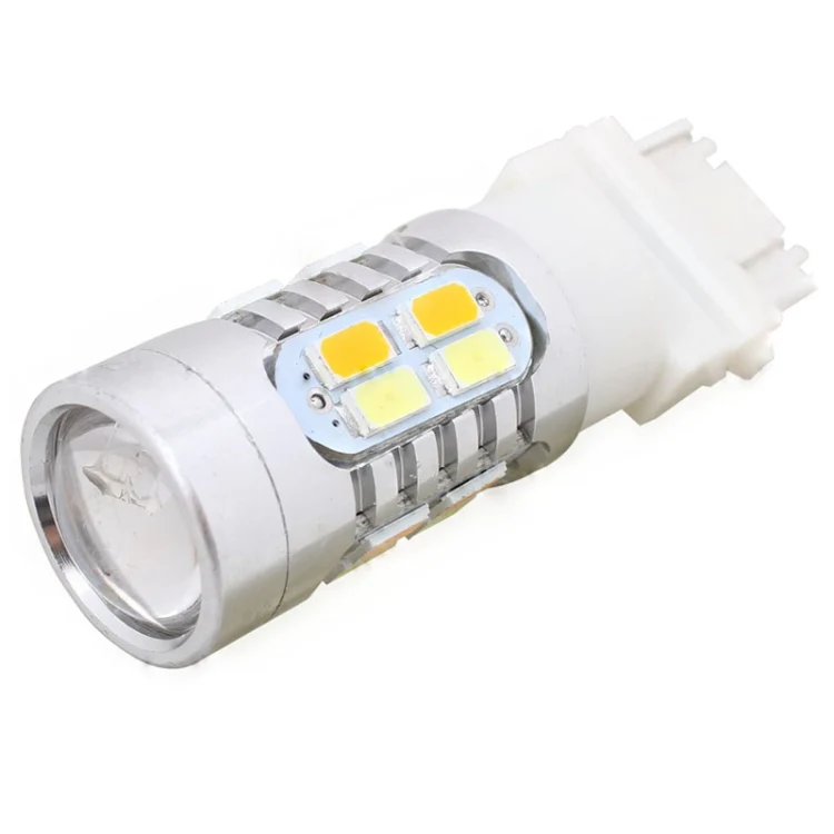 2PCS T25 10W 700LM Yellow + White Light Dual Wires 20-LED SMD 5630 Car Brake Light Lamp Bulb, Constant Current, DC 12-24V - Image 2