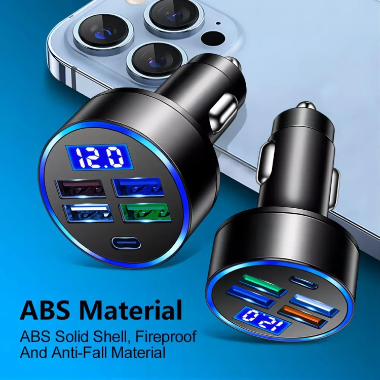 3.1A 5 in 1 Digital Display Car Charger with Voltmeter - Image 3