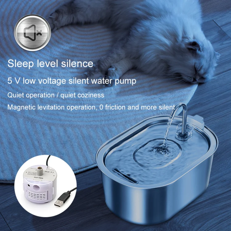 3.2L Stainless Steel Faucet Pet Water Fountain Quiet Cats Water Dispenser(USB Port) - Image 9