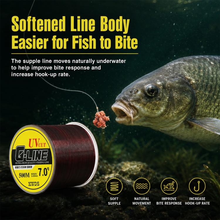 3.5# 500m High Strength Nylon Monofilament Fishing Main Line(Wine Red) - Image 4