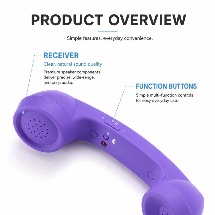 3.5mm Retro Telephone Handset Cell Phone Receiver with Vol Control & Mic(Orange) - Image 3