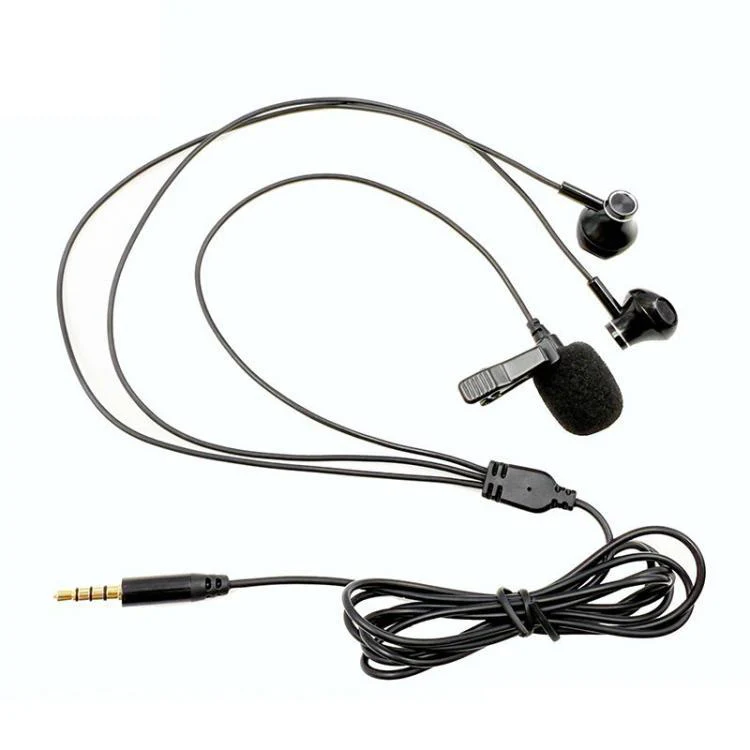 3.5mm TRRS Lapel Microphone With Earphone Stereo Live Monitoring Headphones 1.2m - Image 3