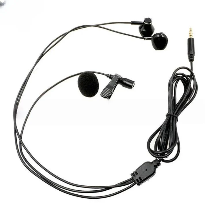 3.5mm TRRS Lapel Microphone With Earphone Stereo Live Monitoring Headphones 1.5m - Image 4