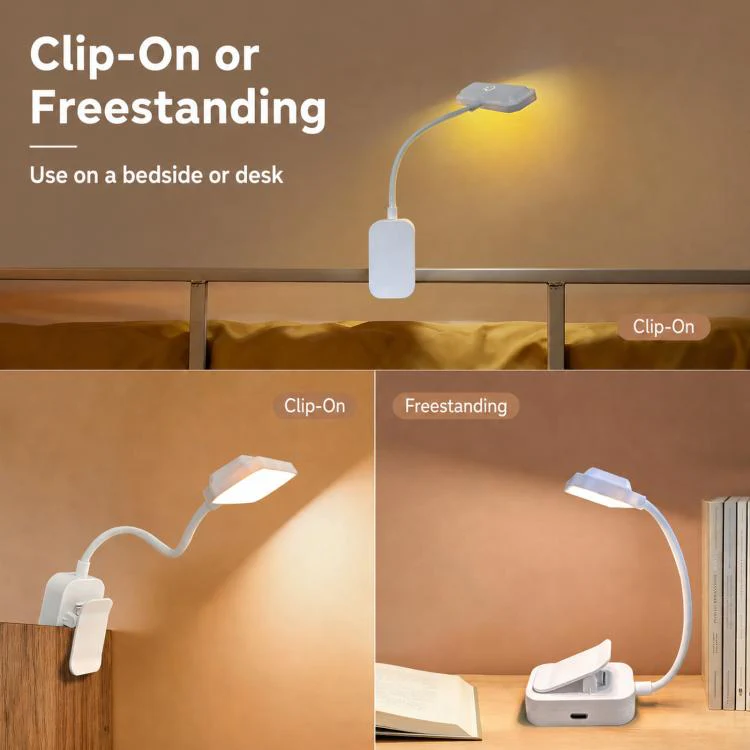 3 Color Temperature LED Clip On Lamp Eye-Caring Reading Light For Student Dormitory, Spec: 600mAh(Vertical) - Image 6