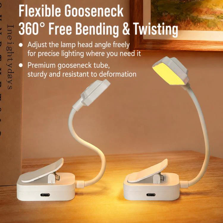 3 Color Temperature LED Clip On Lamp Eye-Caring Reading Light For Student Dormitory, Spec: Battery Not Include(Vertical) - Image 3