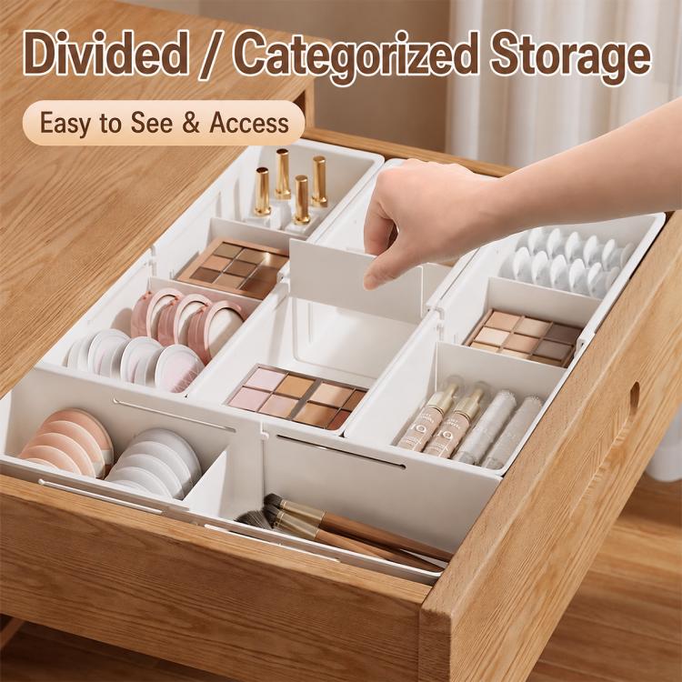 3 in 1 30-37x22x5.5cm Retractable Drawer Storage Box - Image 2
