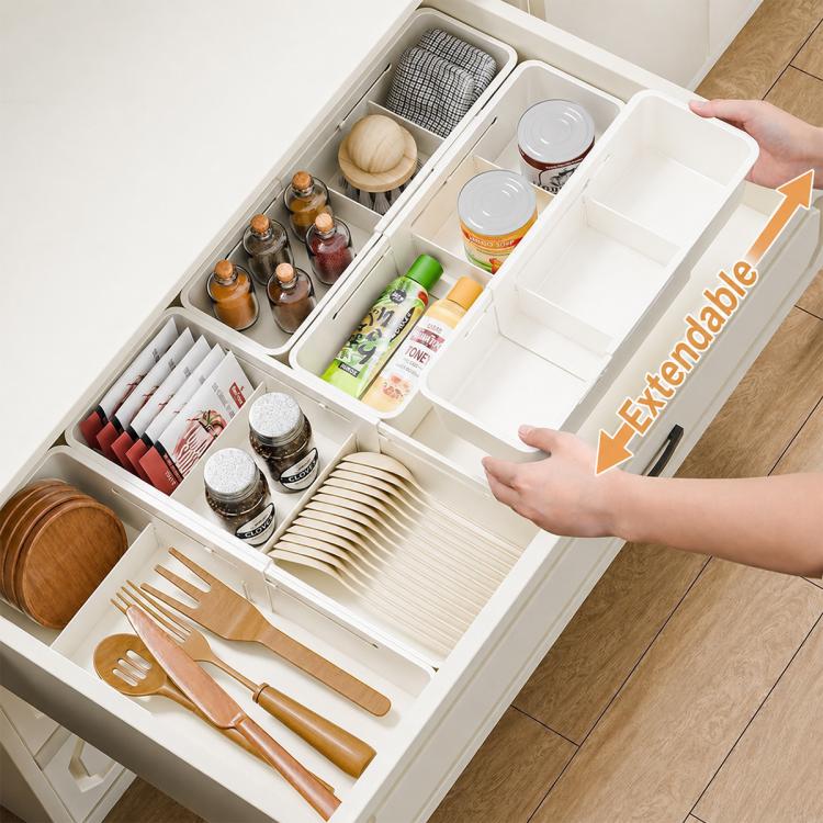 3 in 1 30-37x22x5.5cm Retractable Drawer Storage Box - Image 5