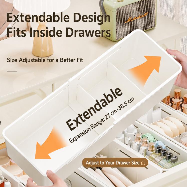 3 in 1 30-37x22x5.5cm Retractable Drawer Storage Box - Image 7