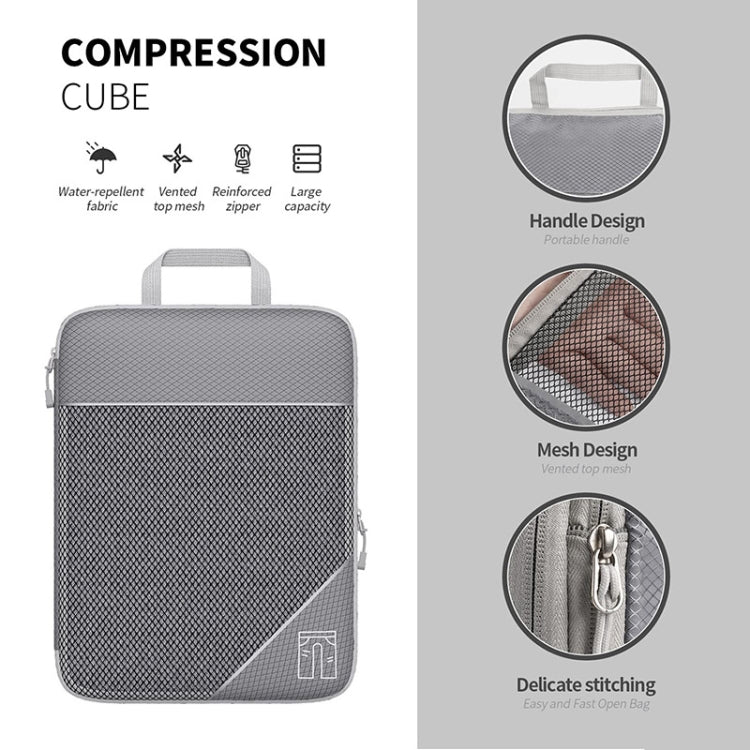 3 In 1 Compression Mesh Travel Cubes Clothes Underwear Packing Bags(Gray) - Image 2