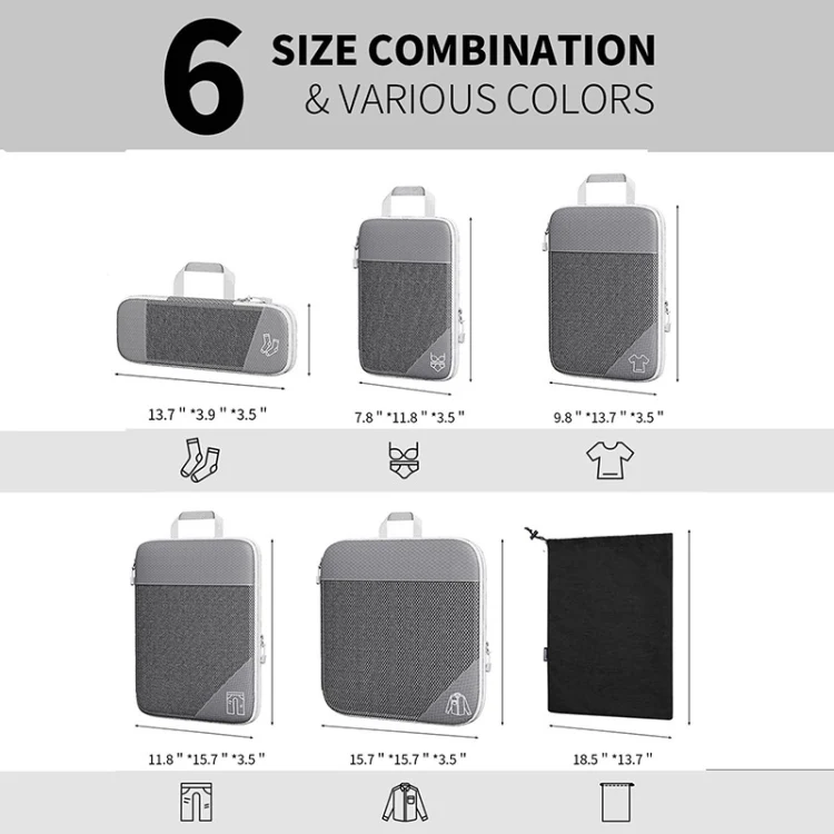 3 In 1 Compression Mesh Travel Cubes Clothes Underwear Packing Bags(Red) - Image 6