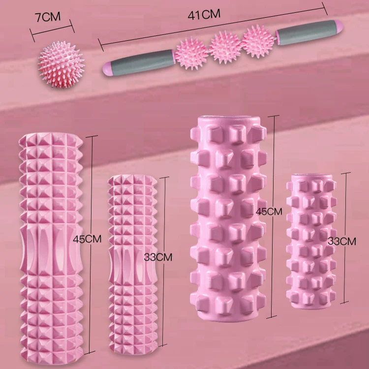 3 in 1 Eva Foam Roller Hollow Muscle Relaxation Roller Yoga Column Set, Length: 45cm (Pink Wolf Tooth) - Image 8