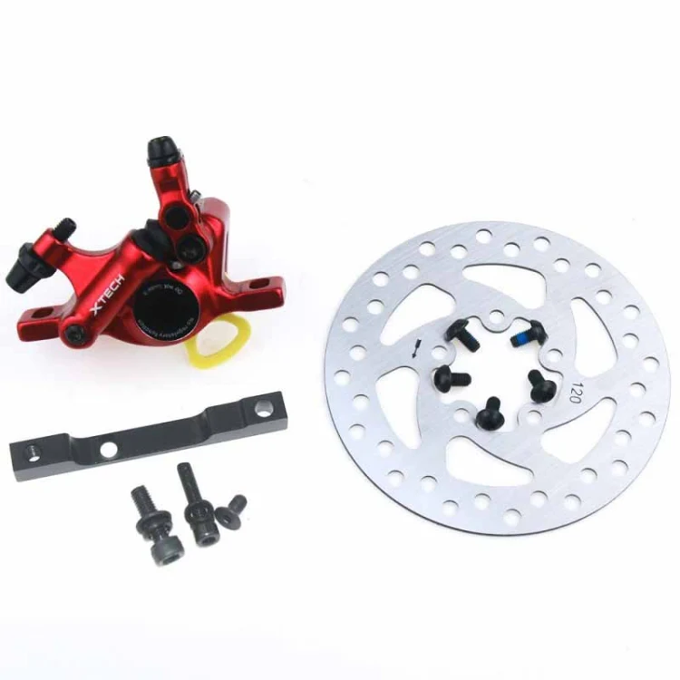 3 in 1 Scooter Modified Hydraulic Brake + 120mm Disc Brake Disc + Modified Seat Set For Xiaomi Mijia M365 Pro(Red Brake + Black Adapter) - Image 2