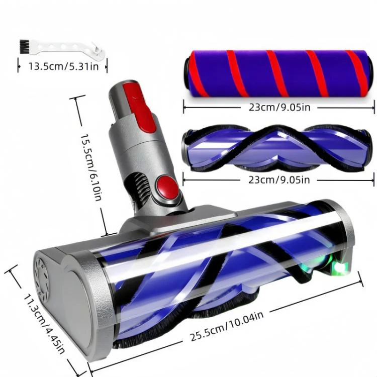 3 In 1 Set Cleaner Head For Dyson V7 V8 V10 V11 V15 Anti-Tangle V-Shaped Brush & Soft Roller Kit - Image 3