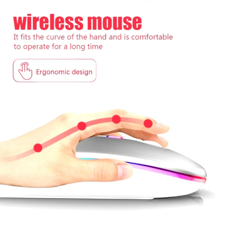 3 Keys RGB Backlit Silent Bluetooth Wireless Dual Mode Mouse(Black) - Image 3