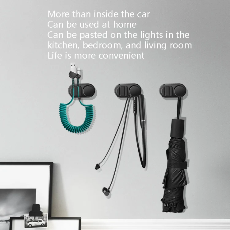 3 PCS Car Sticky Storage Data Cable Hook(Black) - Image 5