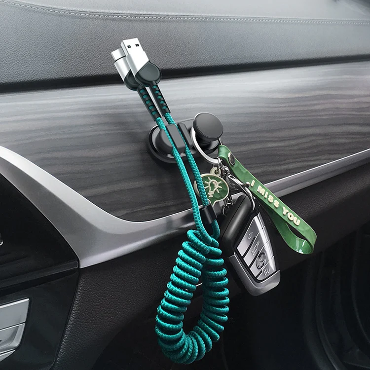 3 PCS Car Sticky Storage Data Cable Hook(Black) - Image 7