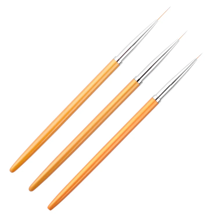 3 PCS Gold Nail Art Lines Painting Pen Brush Professional UV Gel Polish Tips 3D Design Manicure Drawing Tool Kit - Image 4