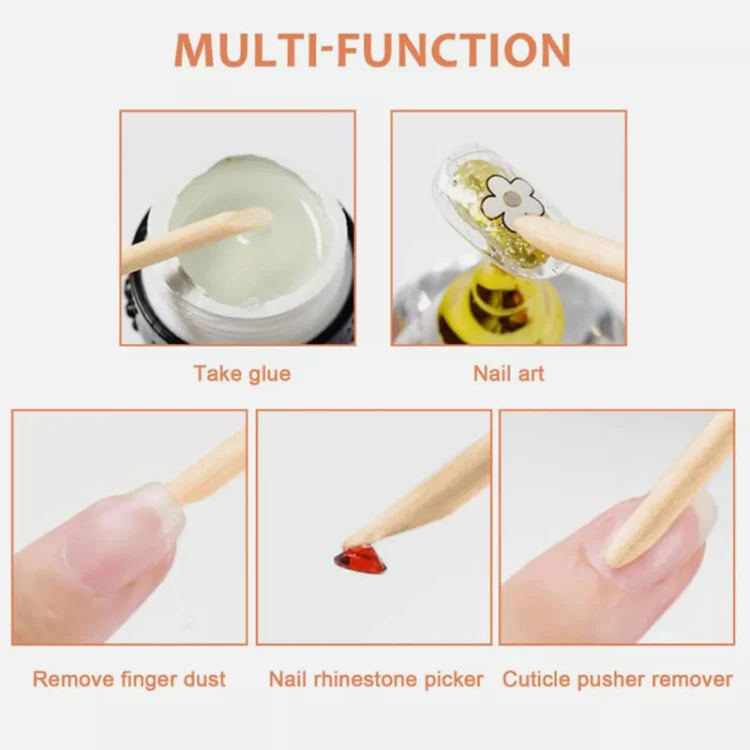 3 PCS Manicure Orange Sticks Beauty Wood Sign Dead Skin Push Nails - Image 5