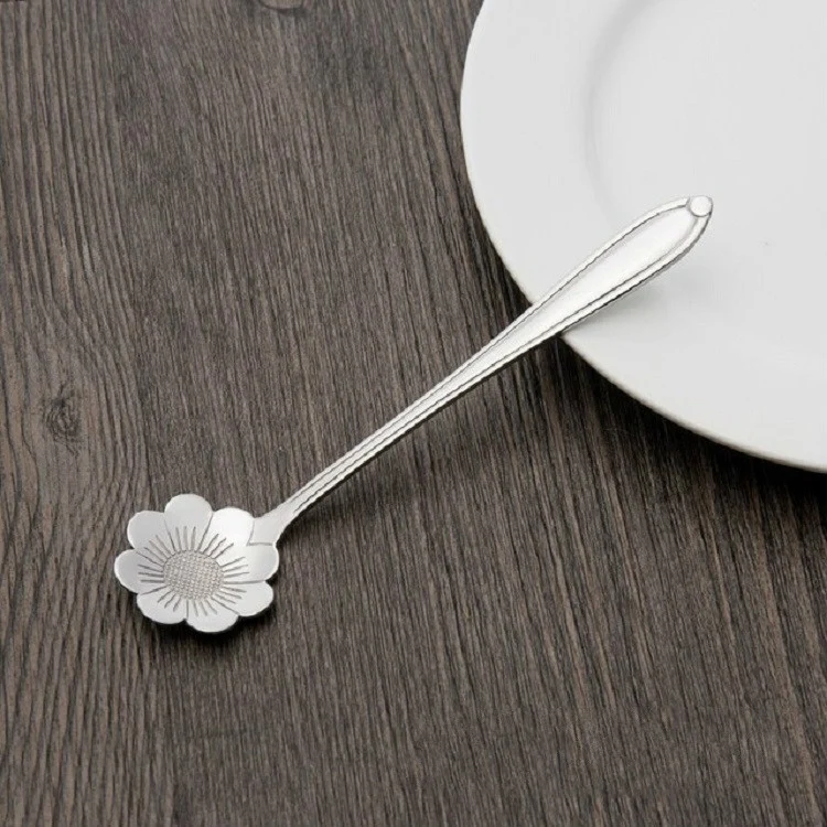 3 PCS Stainless Steel Household Creative Flower Spoon Coffee Stirring Spoon, Style:Cosmos Flower Spoon - Image 2