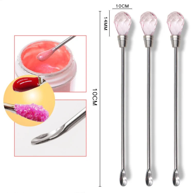 3 PCS Stainless Steel Nail Tool Stirrer(Pink) - Image 3