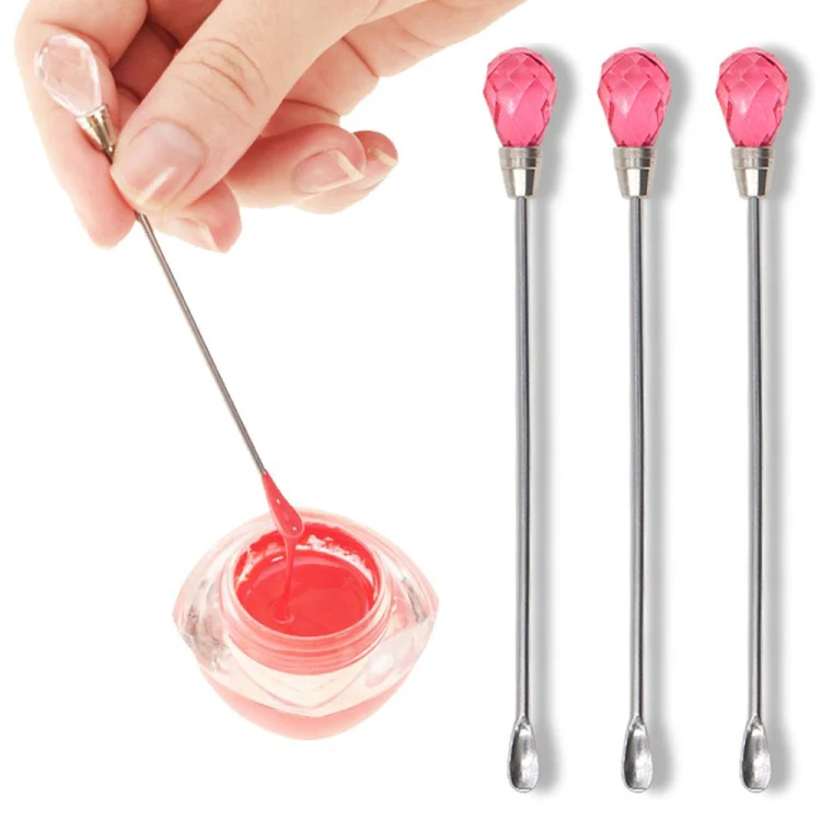3 PCS Stainless Steel Nail Tool Stirrer(Red)