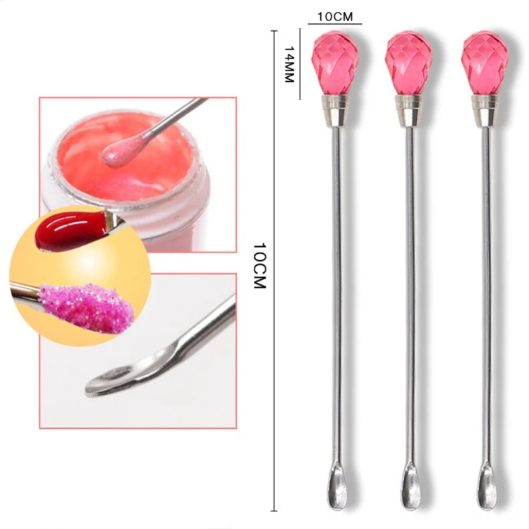 3 PCS Stainless Steel Nail Tool Stirrer(Red) - Image 3