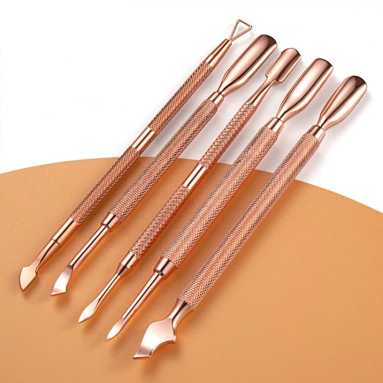 3 PCS Stainless Steel Rose Gold Double-Headed Steel Push Dead Skin Scissors Nail Set,Style: 01 Big Head - Image 4