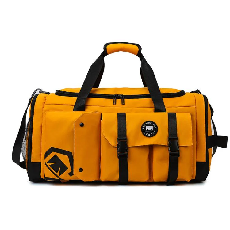 3-Way Convertible Sports Gym Bag With Shoe Compartment Water-Resistant Travel Duffle Backpack With Wet Pocket For Men Women(Yellow)