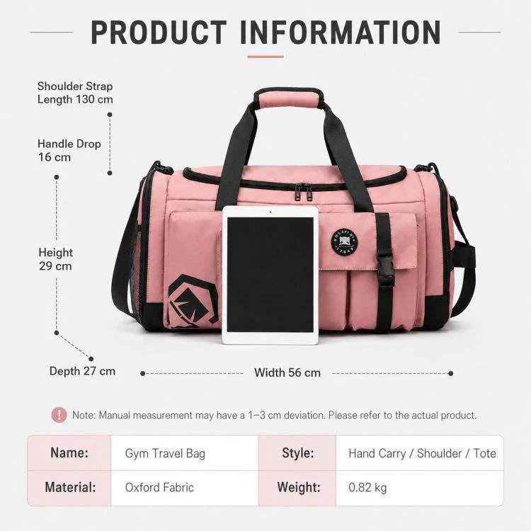 3-Way Convertible Sports Gym Bag With Shoe Compartment Water-Resistant Travel Duffle Backpack With Wet Pocket For Men Women(Yellow) - Image 3