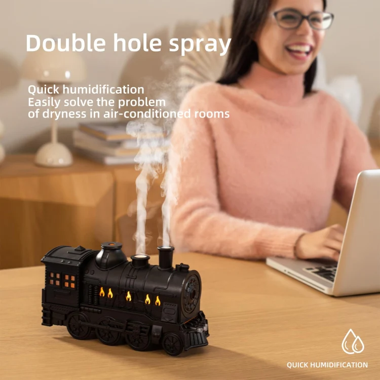 300ml Small Train Essential Oil Diffuser Humidifier With Remote Control EU Plug - Image 5