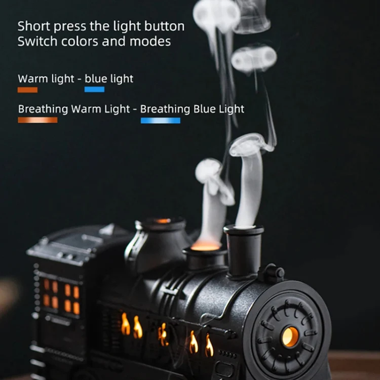 300ml Small Train Essential Oil Diffuser Humidifier With Remote Control US Plug - Image 4