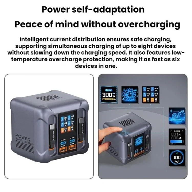 300W Multi-Port Charger with USB Socket and Built-in Cable(Kor Plug) - Image 3