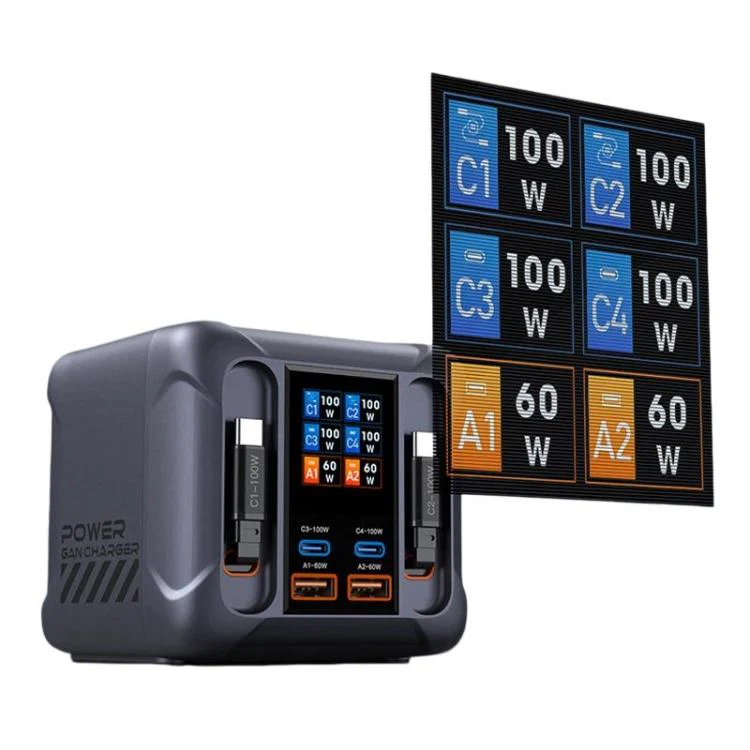 300W Multi-Port Charger with USB Socket and Built-in Cable(UK Plug) - Image 2