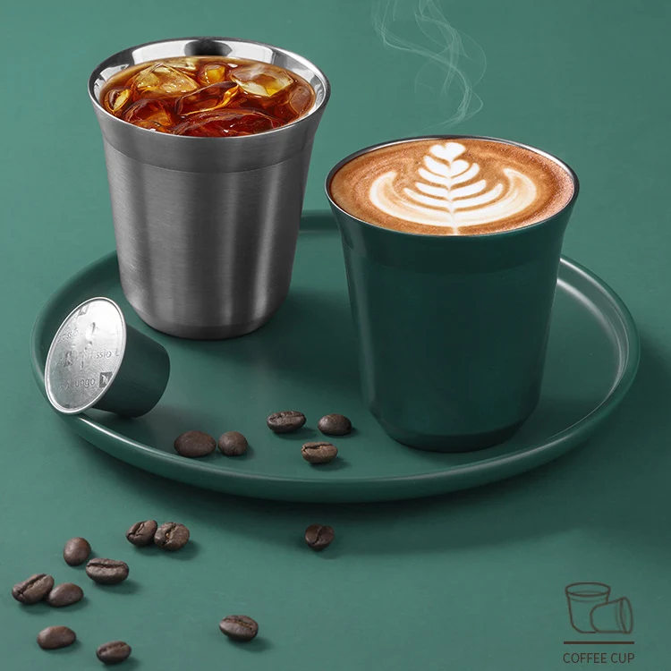 304 Stainless Steel Coffee Capsule Cup Double Insulation Coffee Cup, Style: Large Green - Image 5