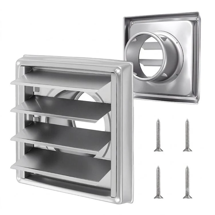304 Stainless Steel Dryer Air Outlet Cover Outdoor Wall Grille Louver Cover, Size: 4-inch Without Insect Netting