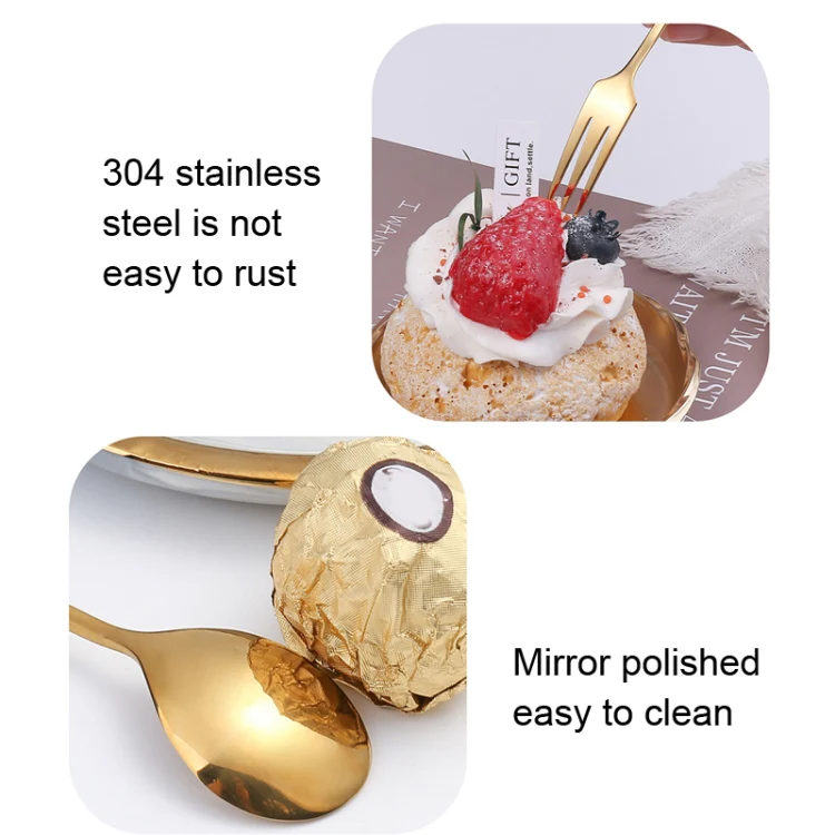 304 Stainless Steel Feather Spoon Fork Literary Tableware,Style: 4 In 1 True Color -Green Box - Image 3