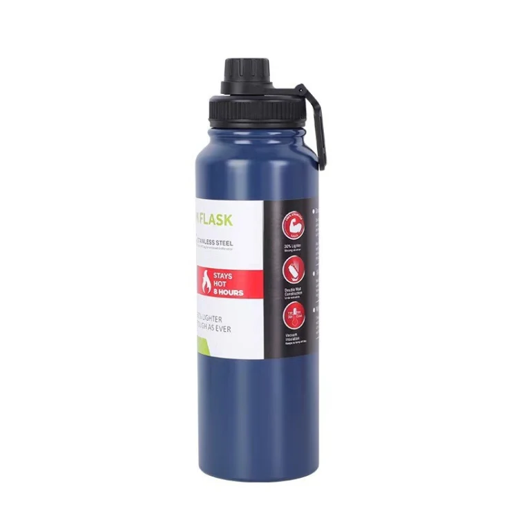 304 Stainless Steel Insulated Water Cup Handheld Large Capacity Outdoor Sports Kettle Vacuum Water Bottle, Capacity: 800ml(Blue)