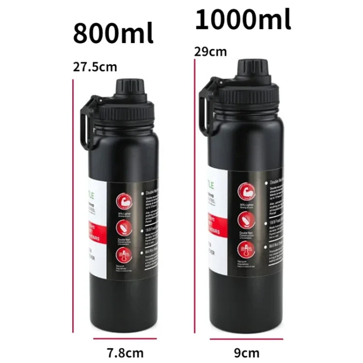 304 Stainless Steel Insulated Water Cup Handheld Large Capacity Outdoor Sports Kettle Vacuum Water Bottle, Capacity: 800ml(Silver) - Image 4