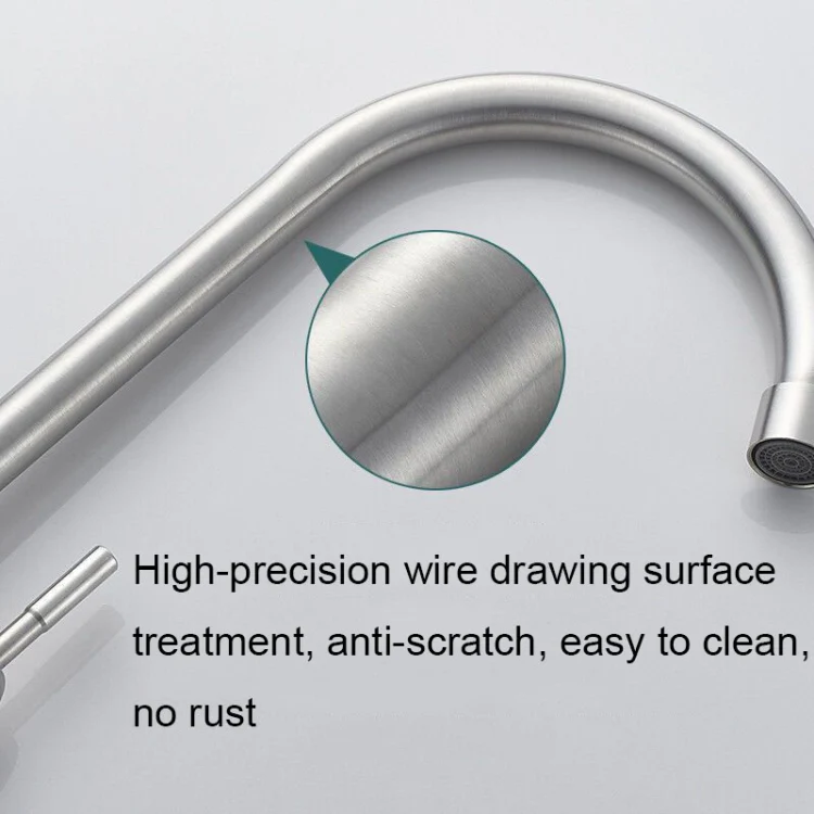 304 Stainless Steel Kitchen Rotatable Sink Faucet(60cm Pipe+Single Cold Curve) - Image 8