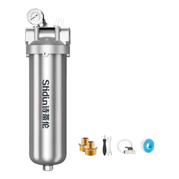 304 Stainless Steel Whole House Pre-Filter Water Purifier, Style:15-ton Threaded 4-point