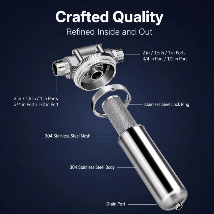 304 Stainless Steel Whole House Pre-Filter Water Purifier, Style:20-ton 1 inch Threaded Screw - Image 4